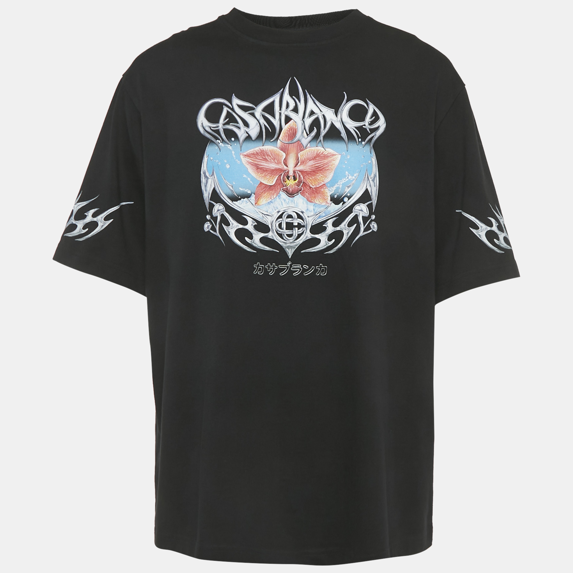 Casablanca Black Printed Jersey Crewneck T-Shirt XXL