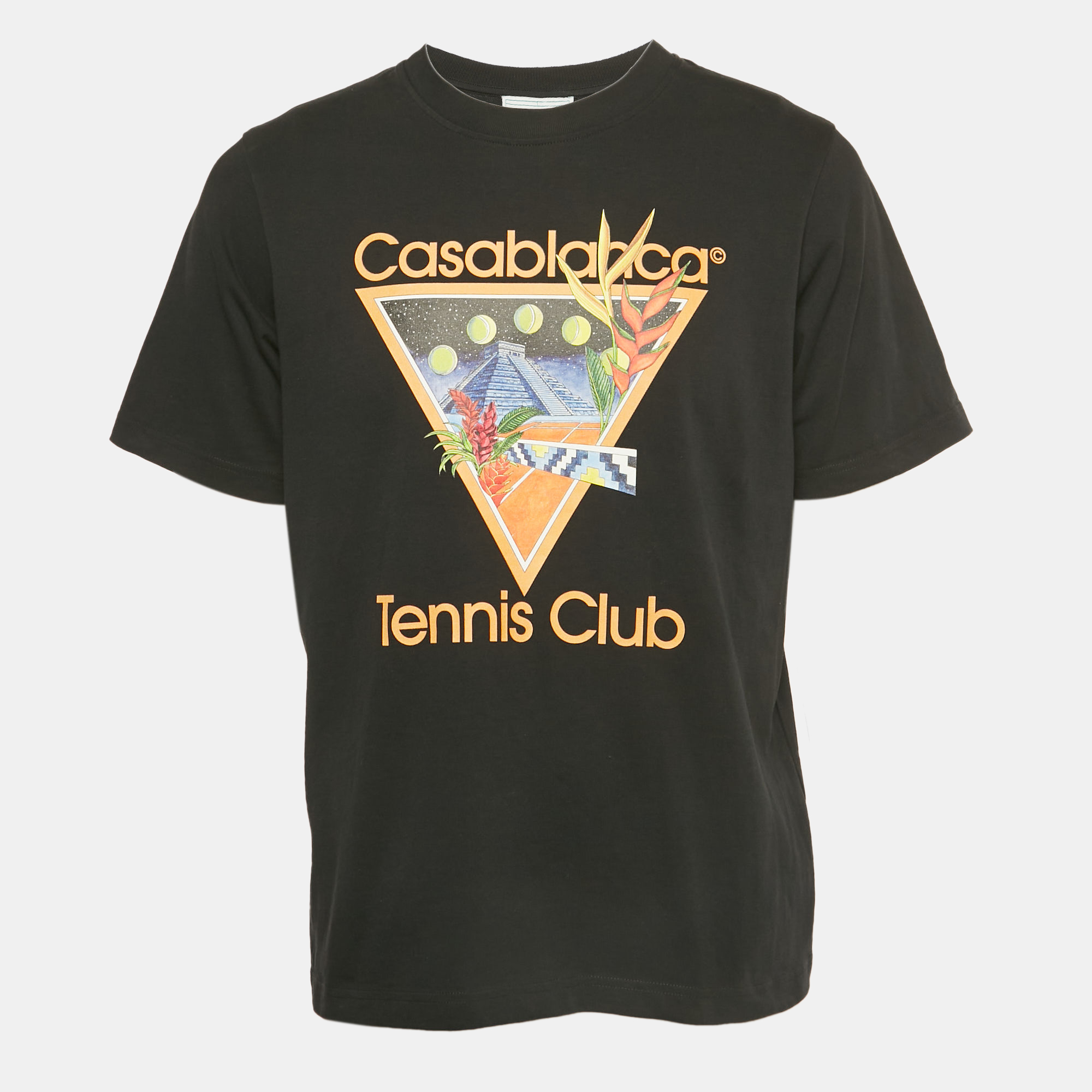 

Casablanca Tennis Club Printed Cotton T-Shirt M, Black