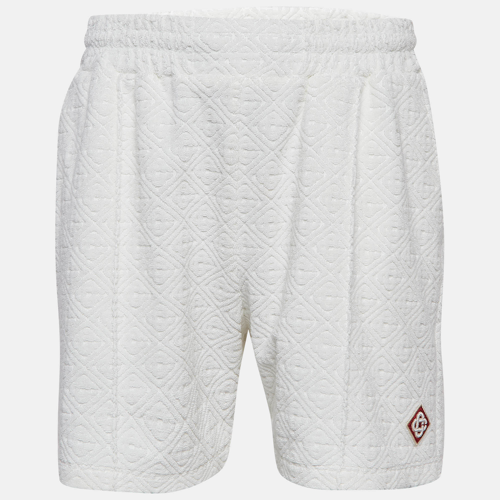

Casablanca White Embossed Terry Cotton Shorts