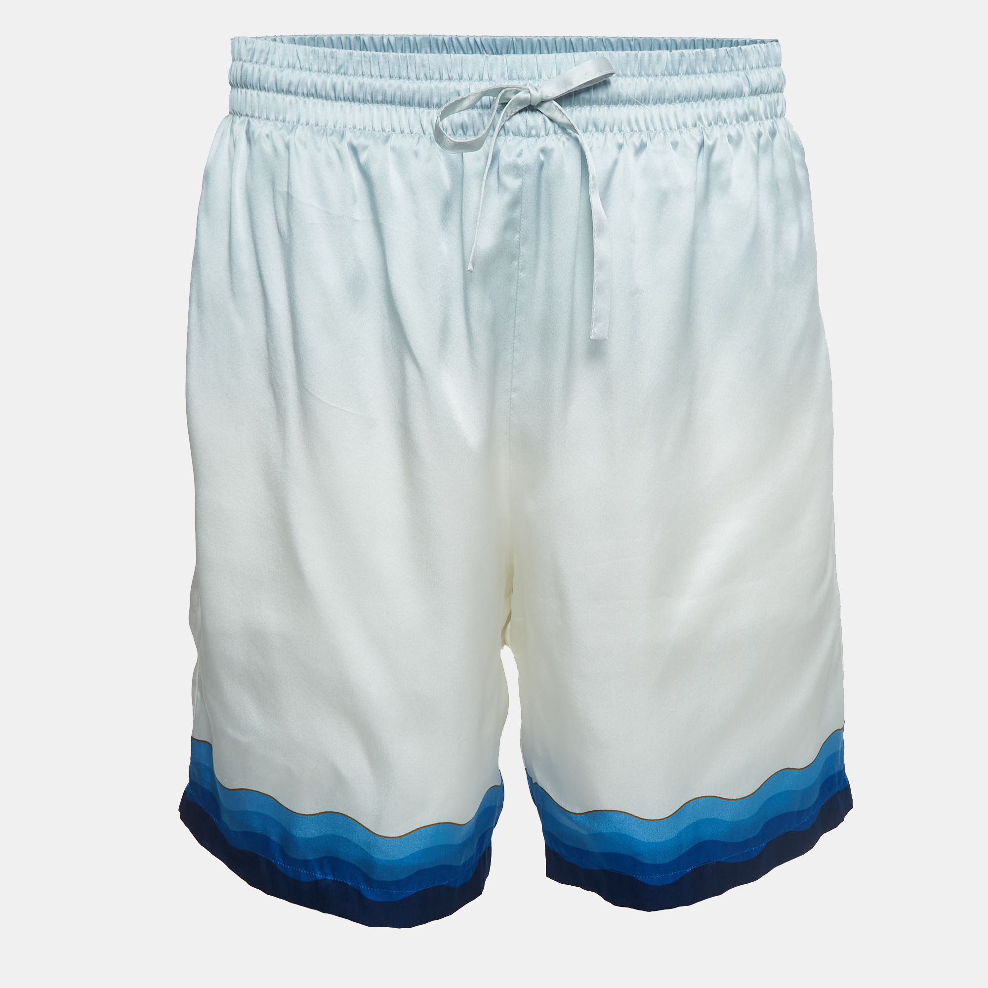 

Casablanca Blue Printed Satin Silk Tennis Club Shorts