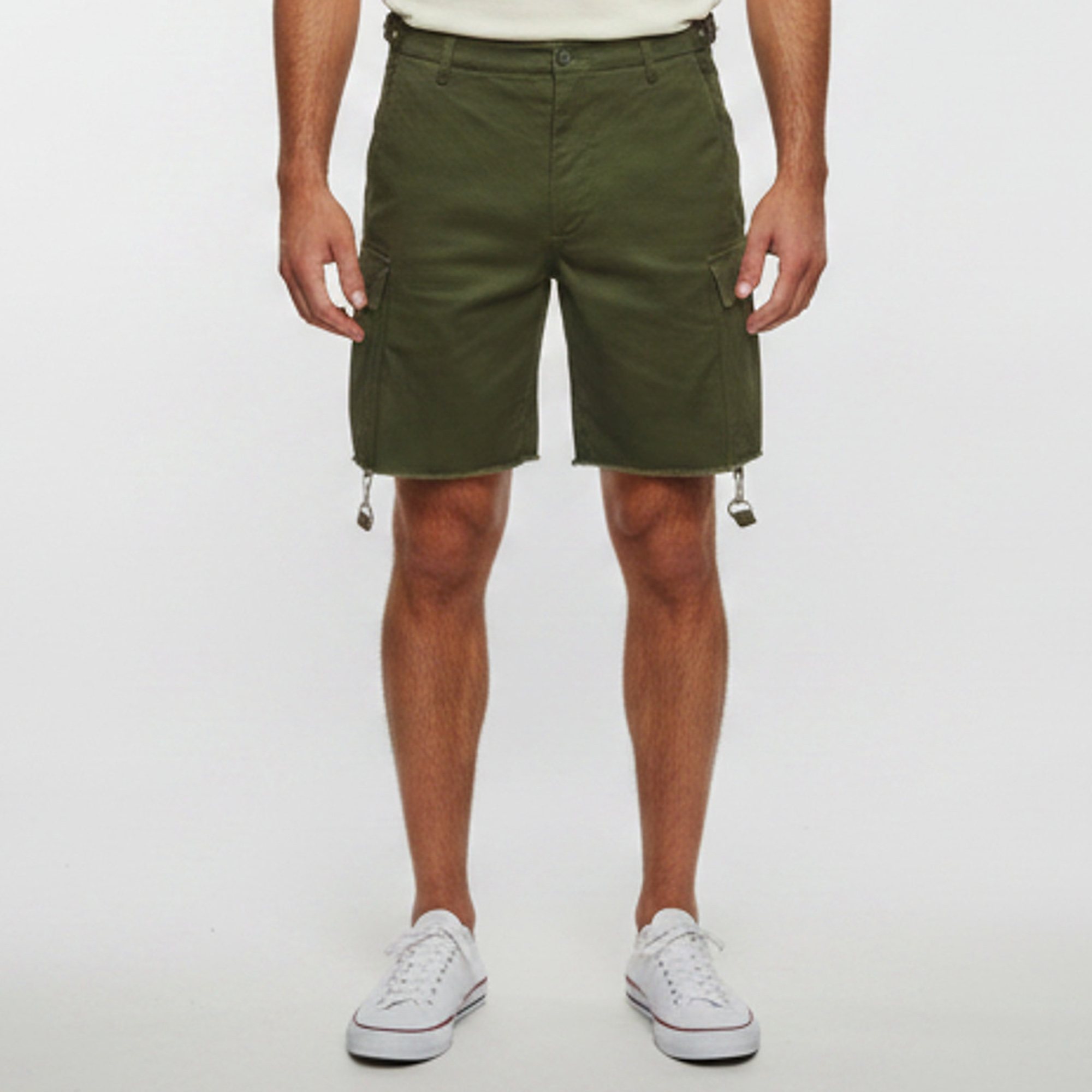 

Celine Green Logo Strap Cotton Gabardine Cargo Shorts M