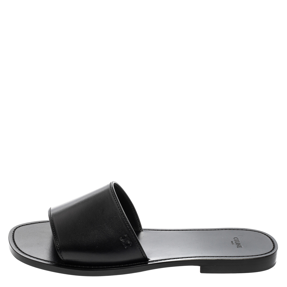 

Celine Black Leather Flat Slides Size