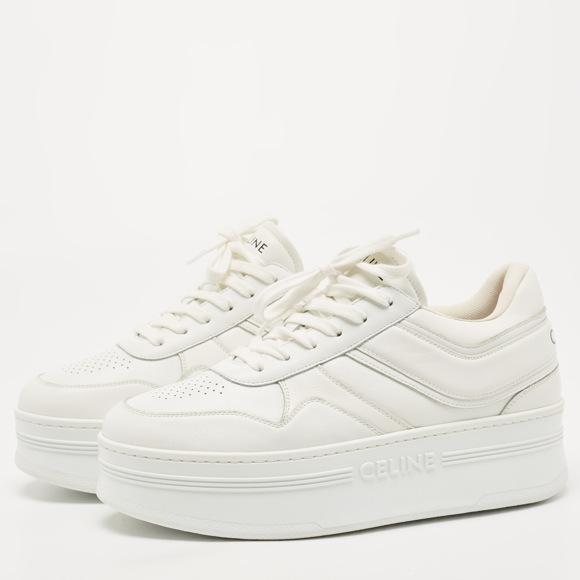

Celine White Leather Platform Sneakers Size