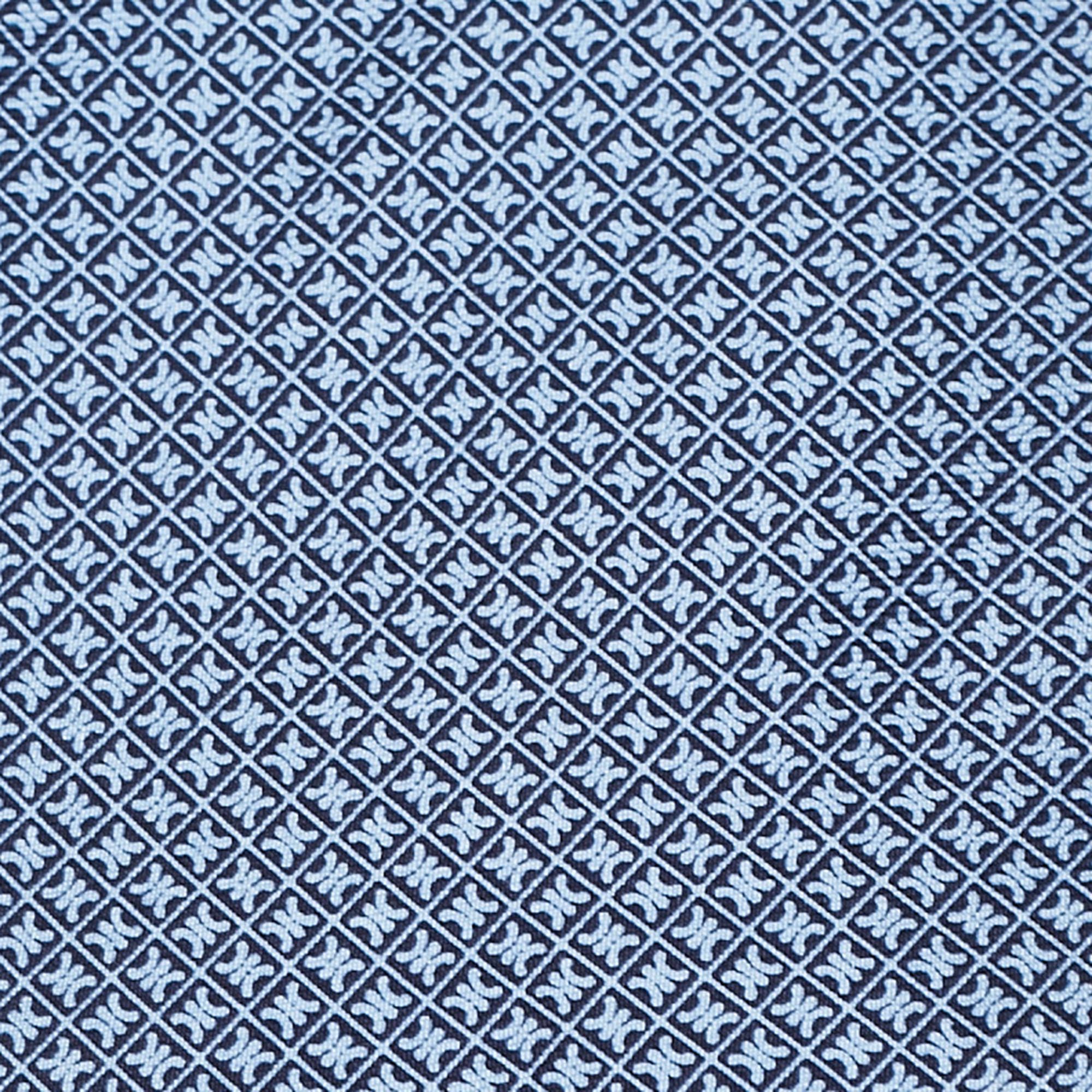 Celine Vintage Blue Print Silk Tie 