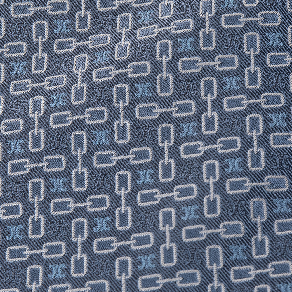 

Celine Blue Geometric Logo Jacquard Silk Tie