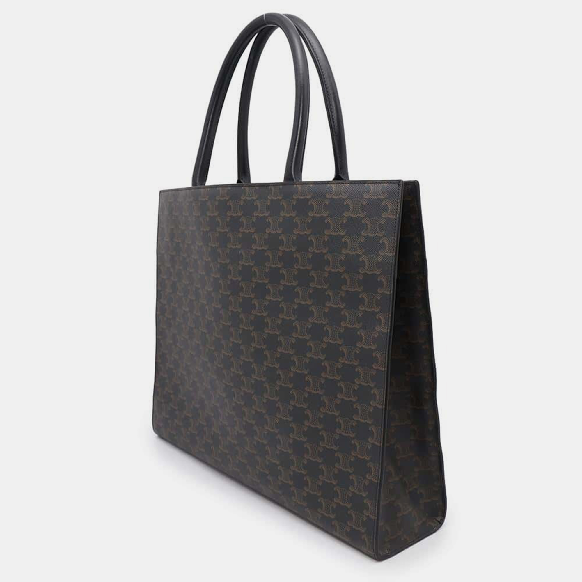 Celine Black Coated Canvas Leather Triomphe Horizontal Tote Bag 2