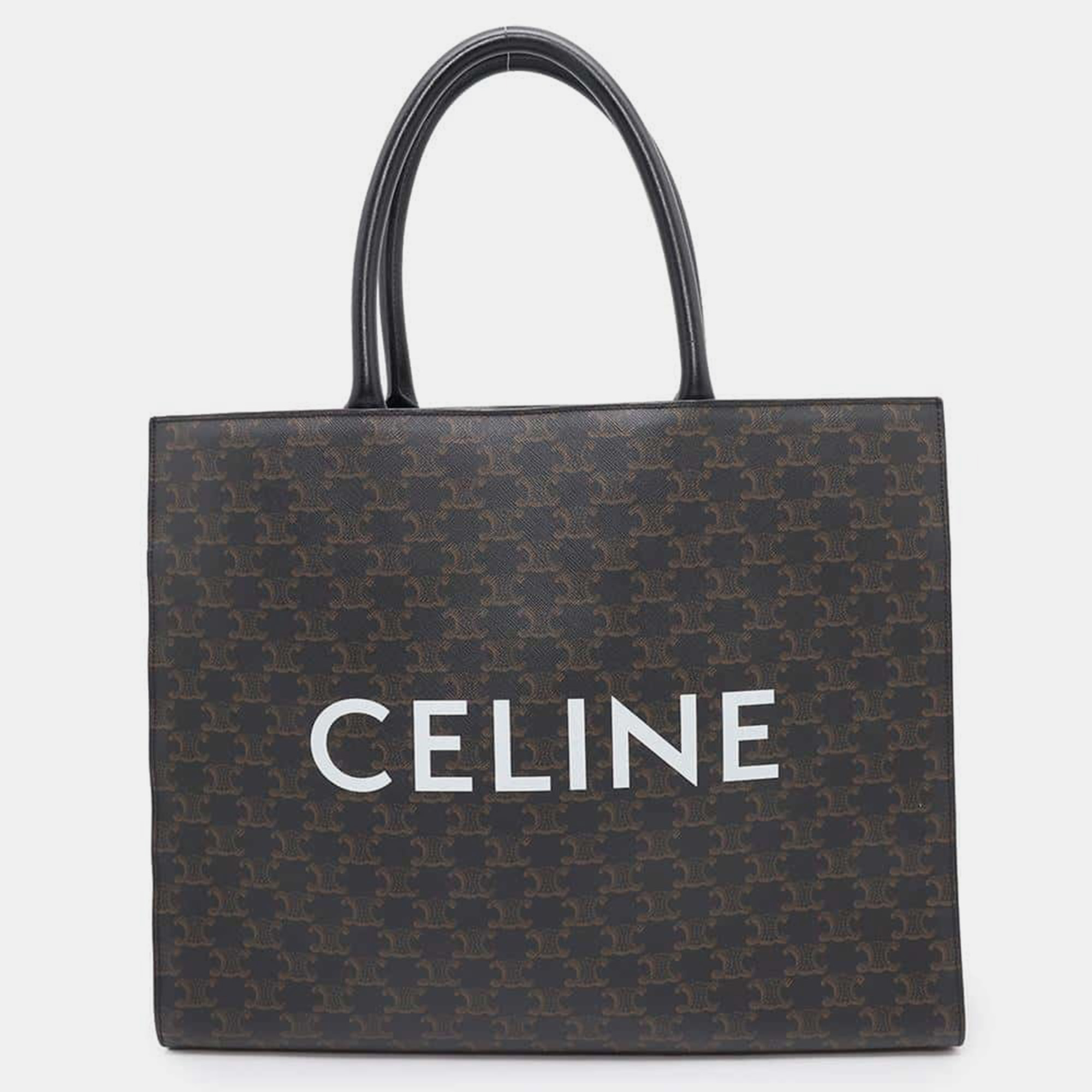 

Celine Black Coated Canvas Leather Triomphe Horizontal Tote Bag