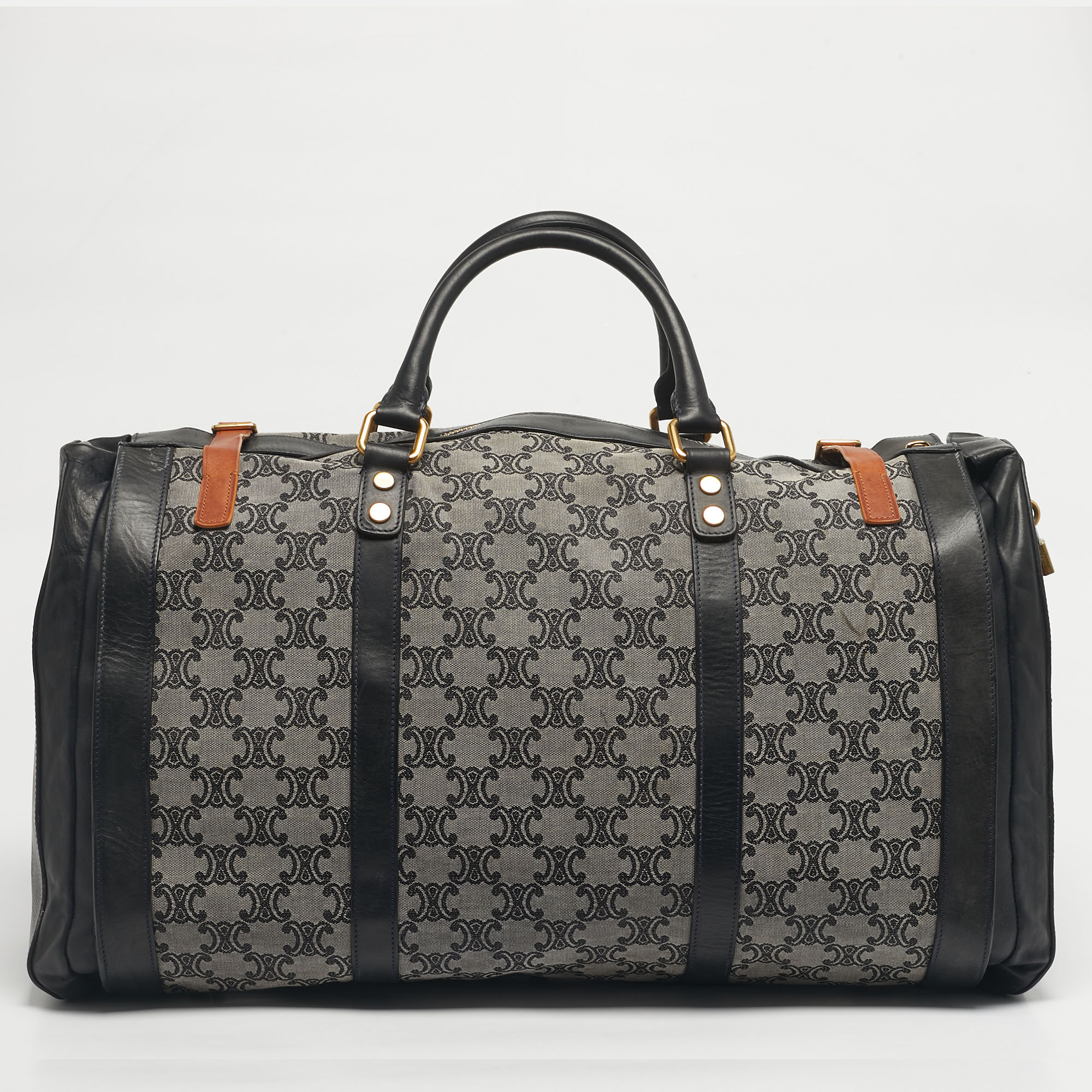 

Celine Black/Grey Macadam Canvas and Leather Duffel Bag