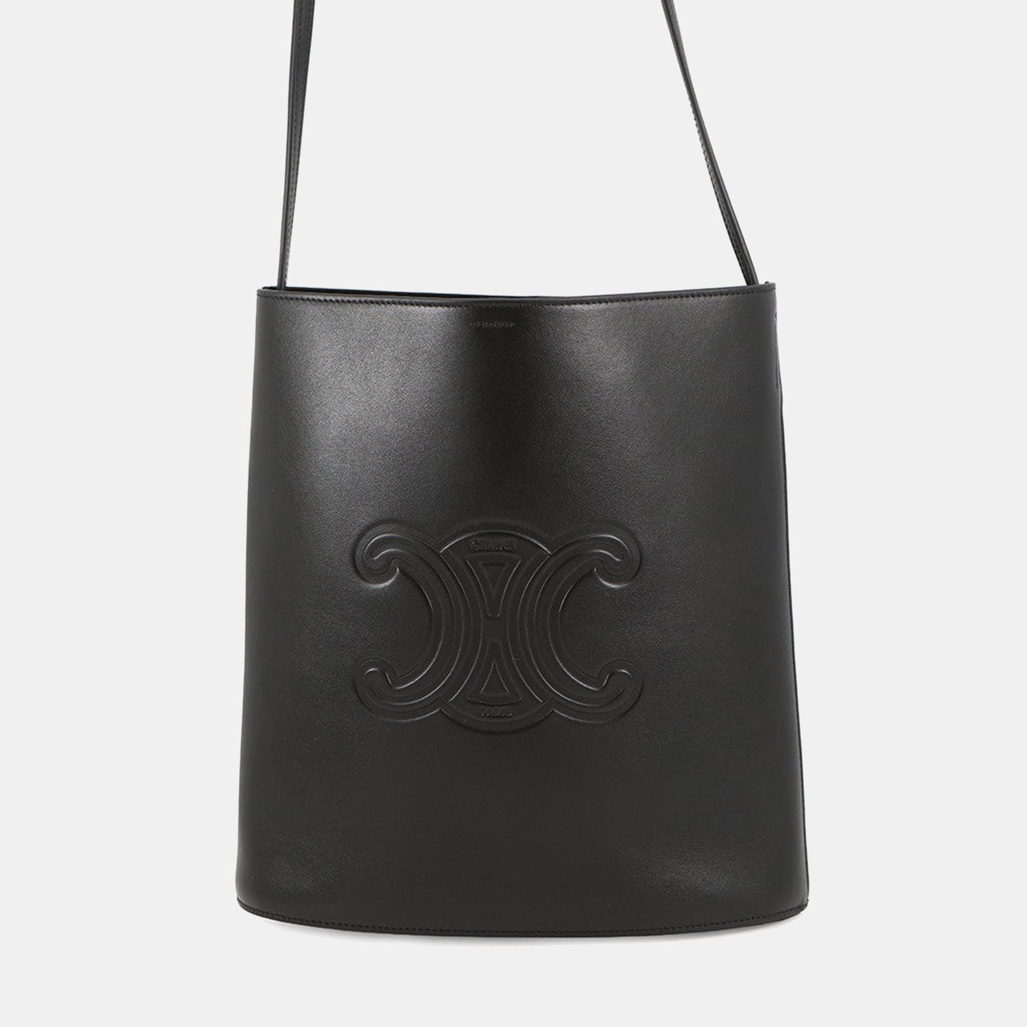 

Celine Triomphe Bucket Bag Black Calf Leather Size Small
