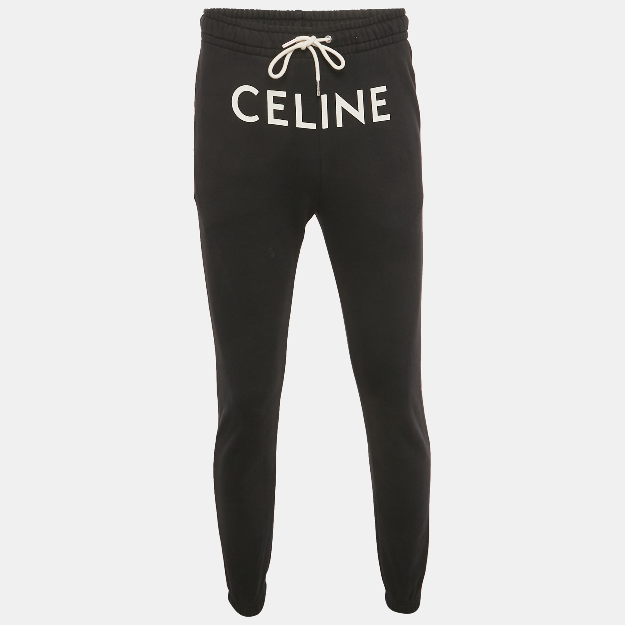 

Celine Black Logo Print Cotton Track Pants S