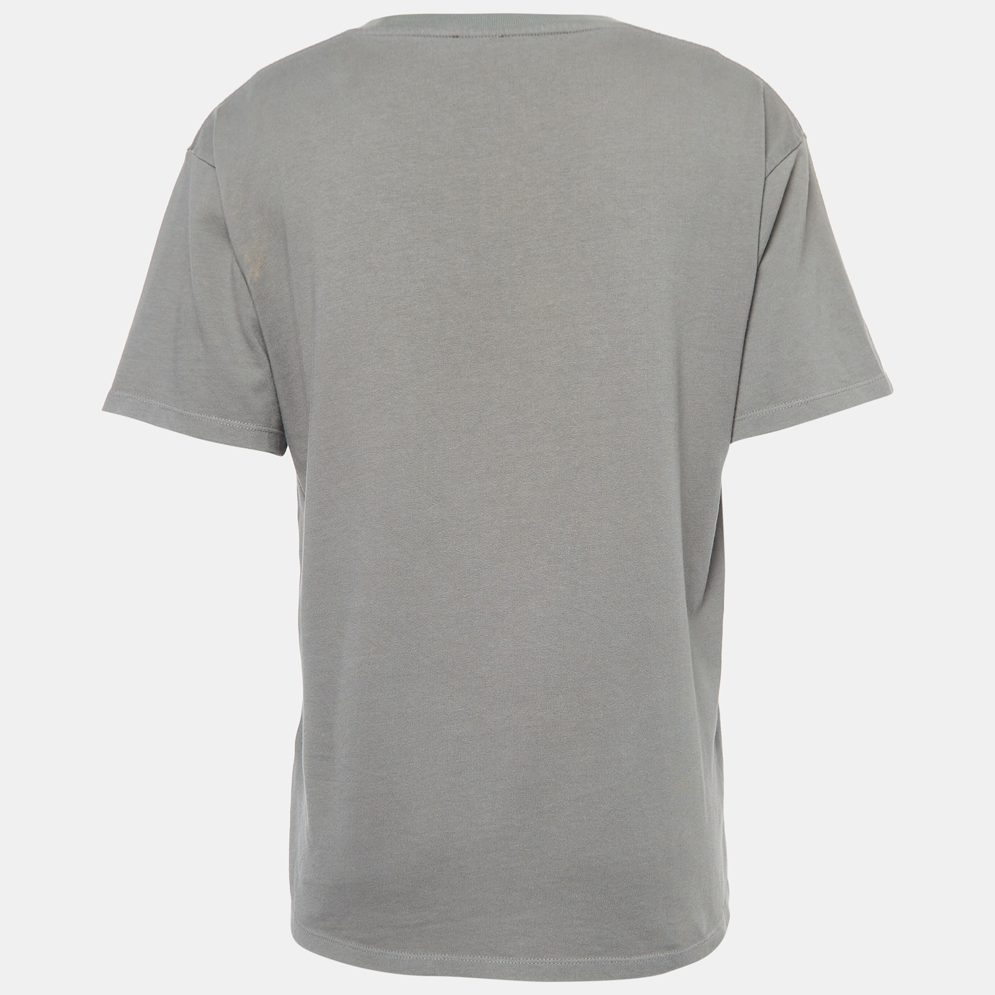 

Celine Homme Grey Logo Print Cotton Half Sleeve T-Shirt