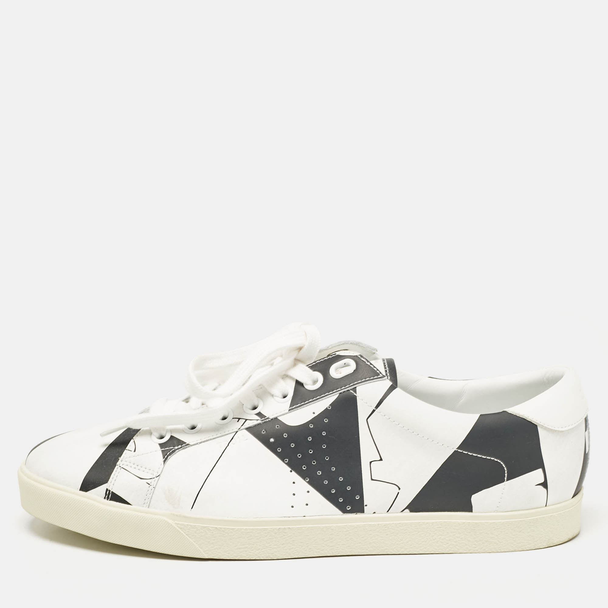 

Celine White/Black Print Leather Triomphe Sneakers Size