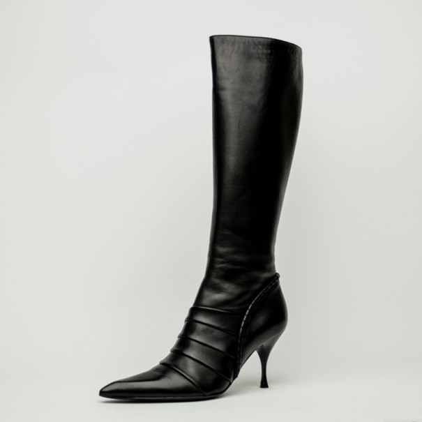 Celine Black Leather Knee Length Boots Size 39