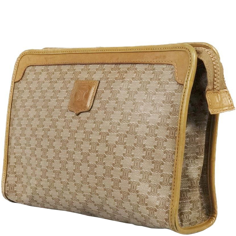 

Celine Beige Macadam PVC Clutch Bag