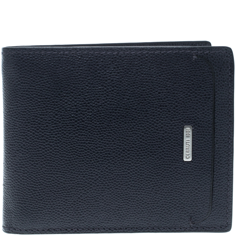 Cerruti 1881 Navy Blue Leather Baku Bifold Wallet