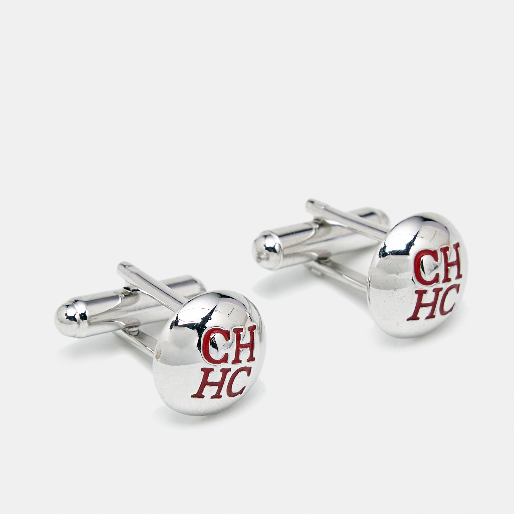 

Carolina Herrera CH Enamel Silver Tone Cufflinks