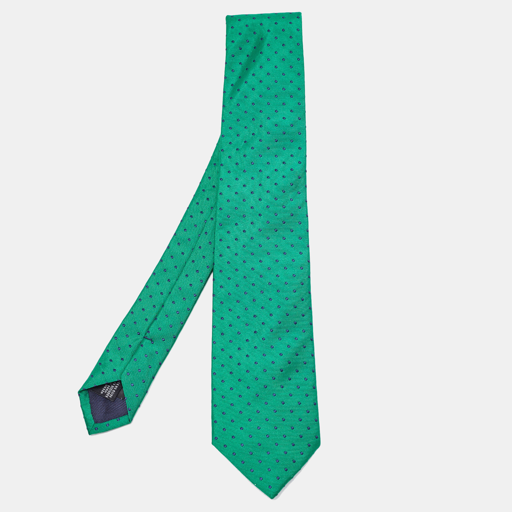 Pre-owned Ch Carolina Herrera Green Dotted Silk Tie