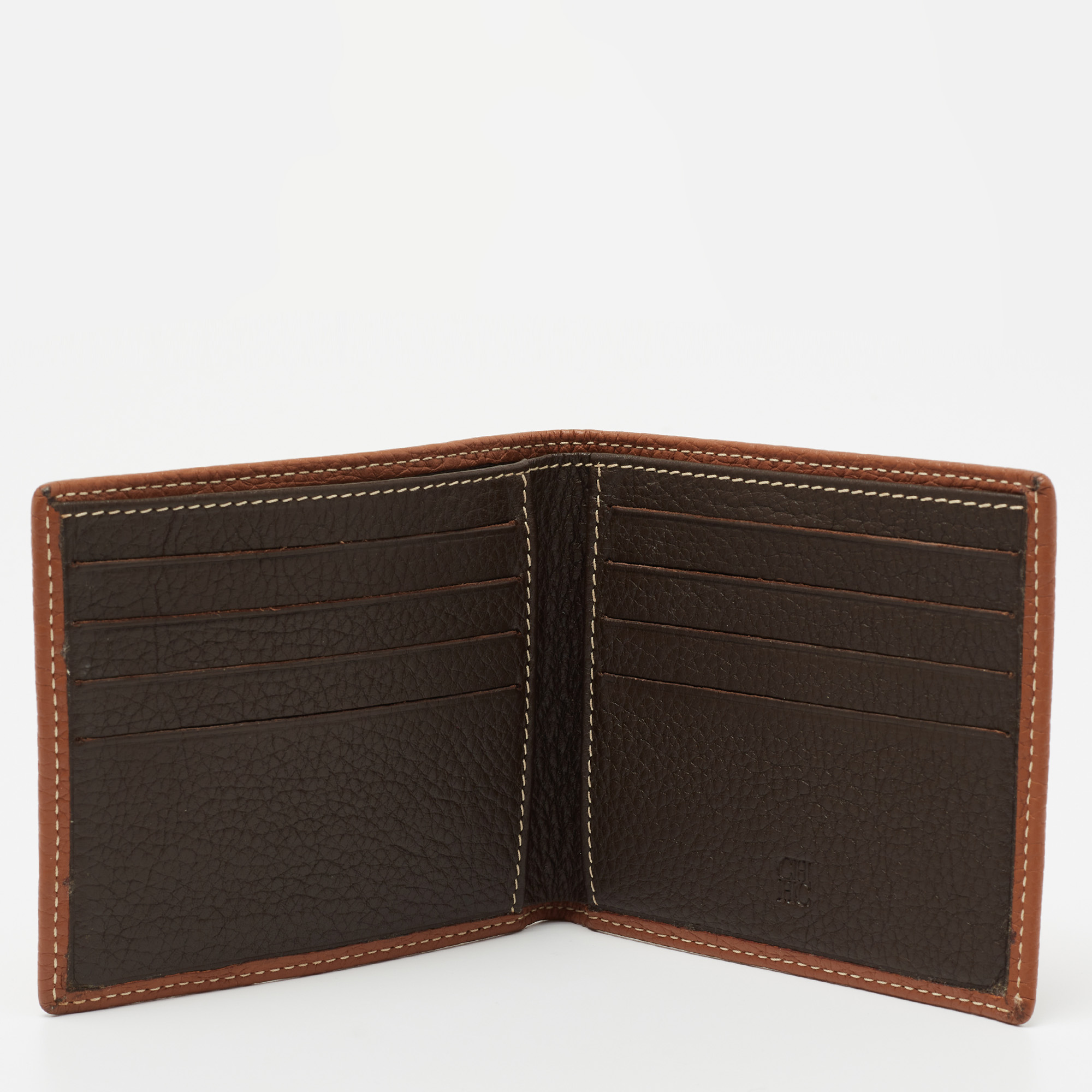 

CH Carolina Herrera Brown Monogram Embossed Leather Bifold Wallet