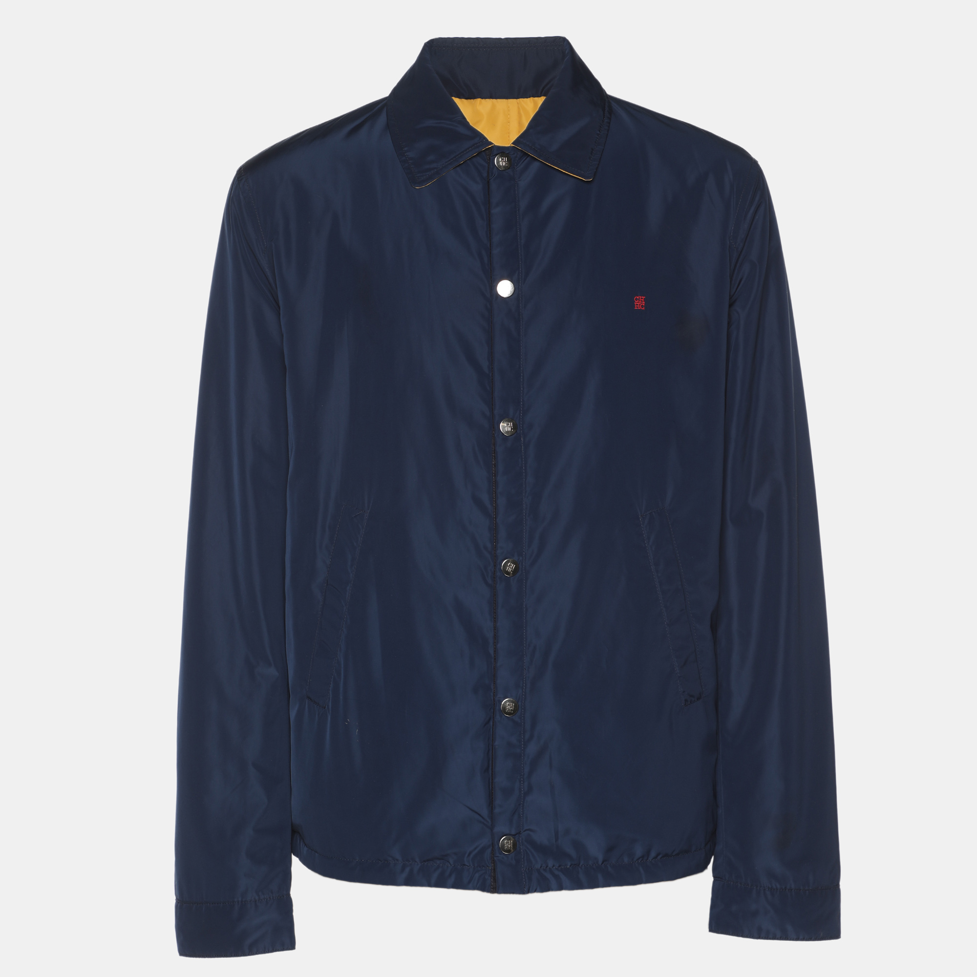 

CH Carolina Herrera Navy Blue/Yellow Nylon CH Logo Reversible Jacket M