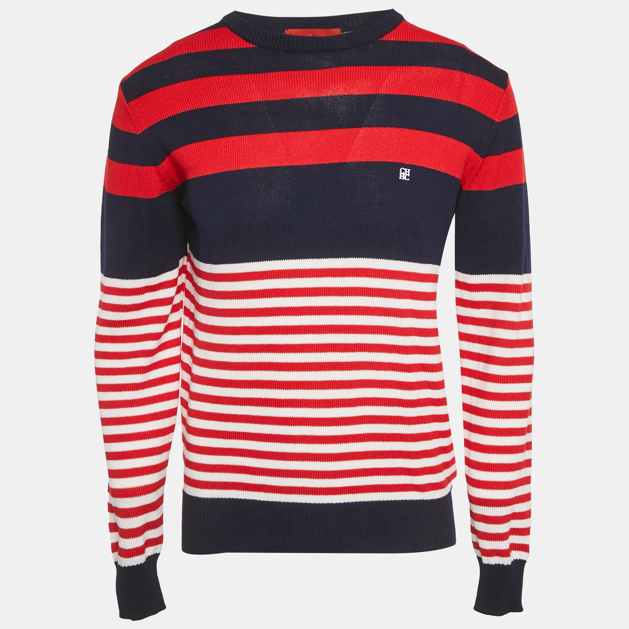 

CH Carolina Herrera Red/Blue Rib Knit Crew Neck Sweater S