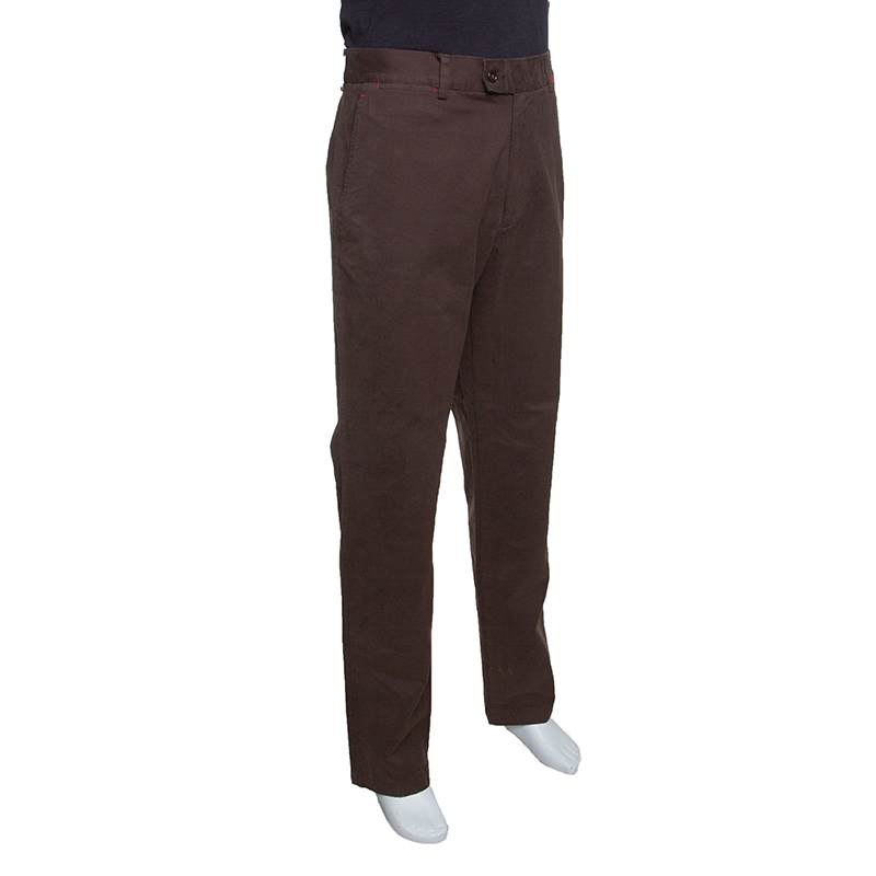 

CH Carolina Herrera Brown Cotton Twill Straight Trousers 3XL