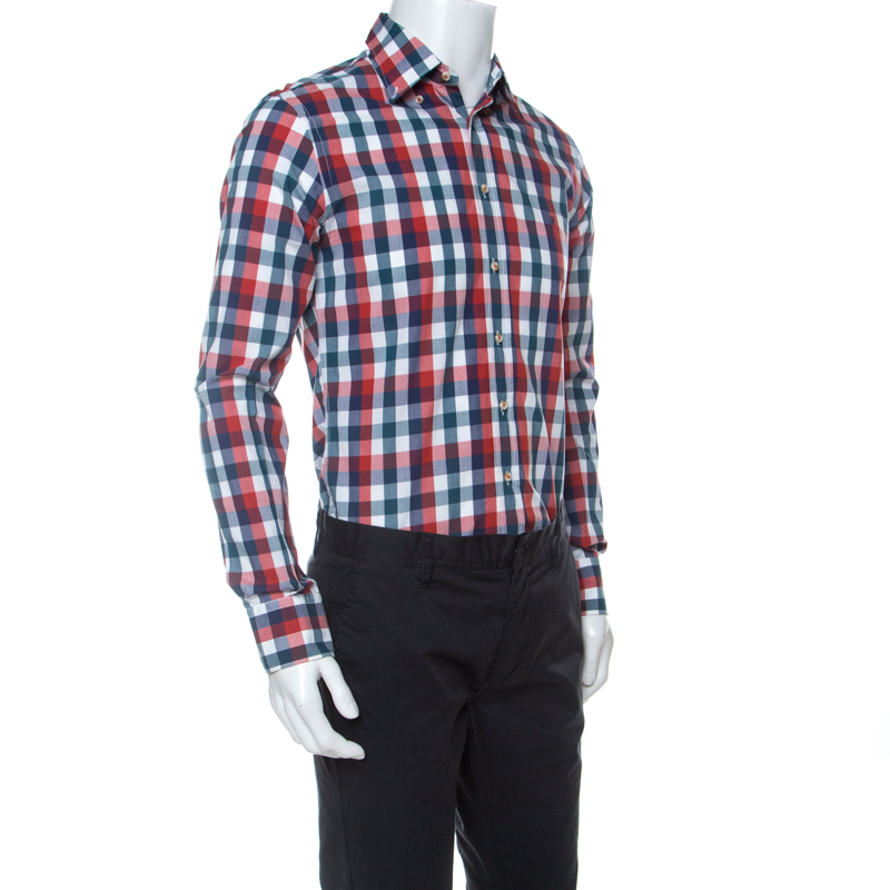 

CH Carolina Herrera Multicolor Check Cotton Button Down Collar Shirt