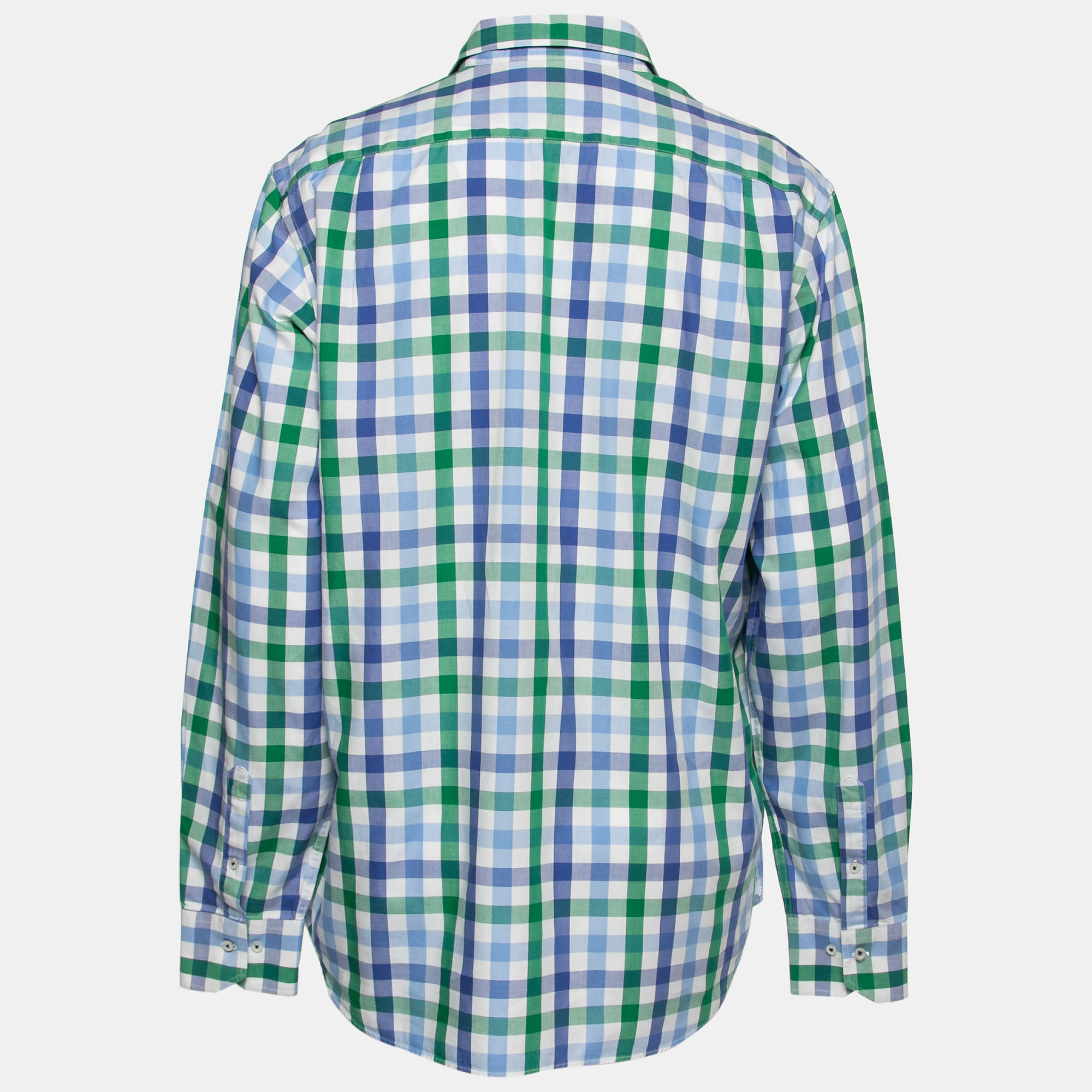 

CH Carolina Herrera Blue Multicolor Check Patterned Cotton Button Down Shirt 2XL