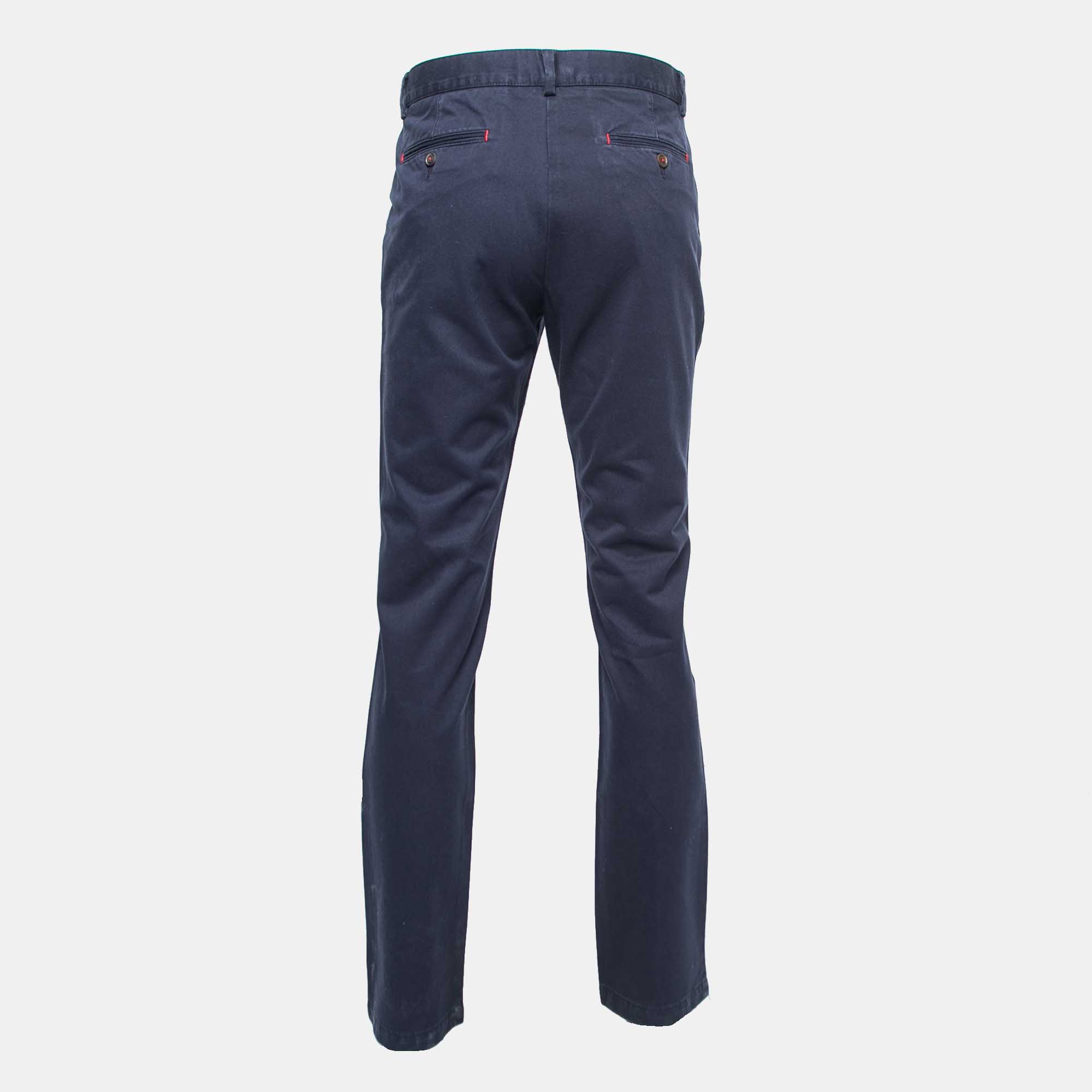 

CH Carolina Herrera Navy Blue Cotton Twill Trousers