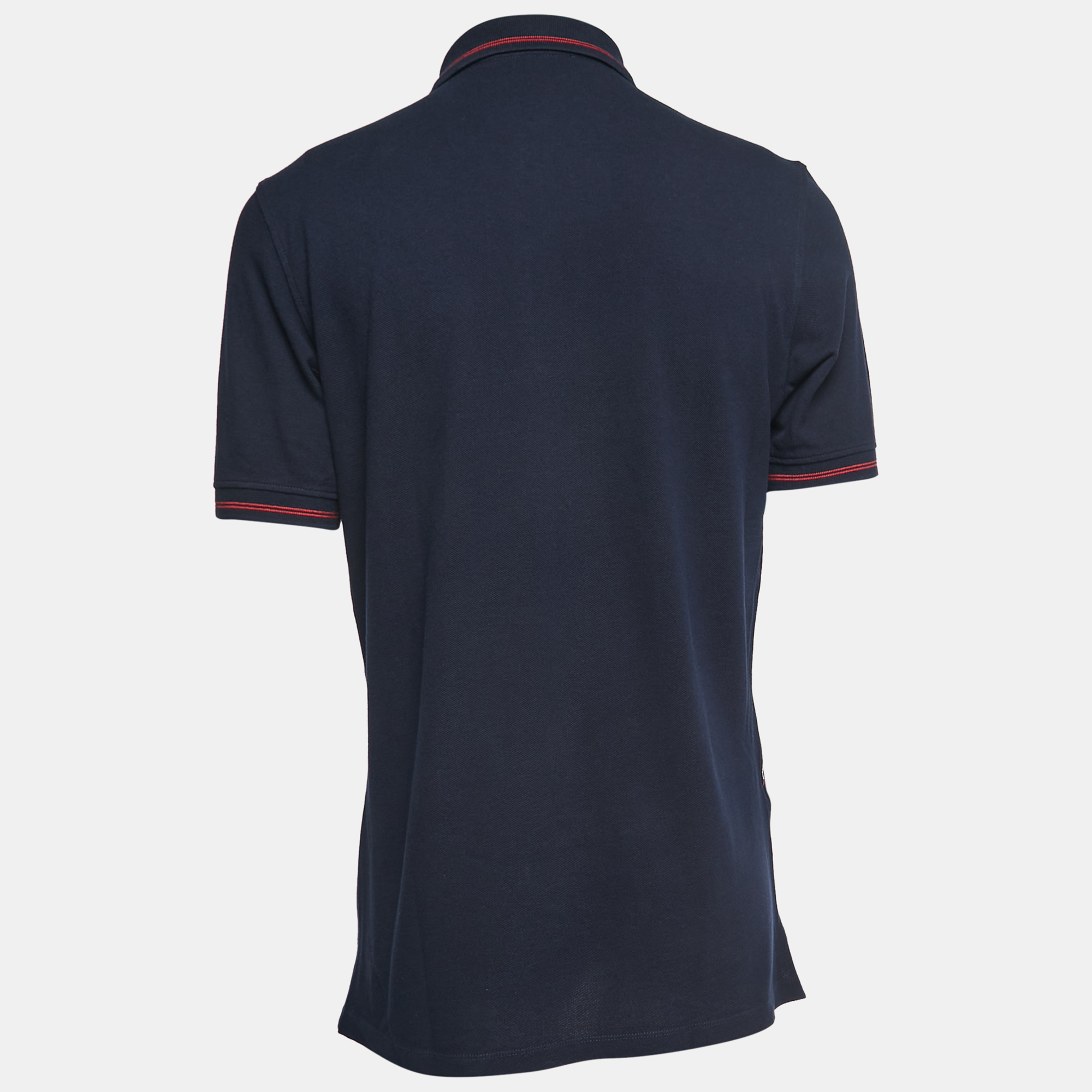 

CH Carolina Herrera Navy Blue Logo Print Cotton Pique Polo T-Shirt