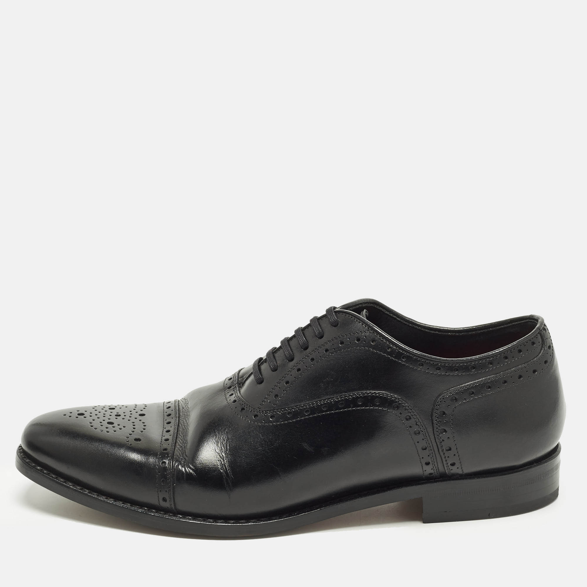 Pre-owned Ch Carolina Herrera Size 41.5 Black Leather Brogues