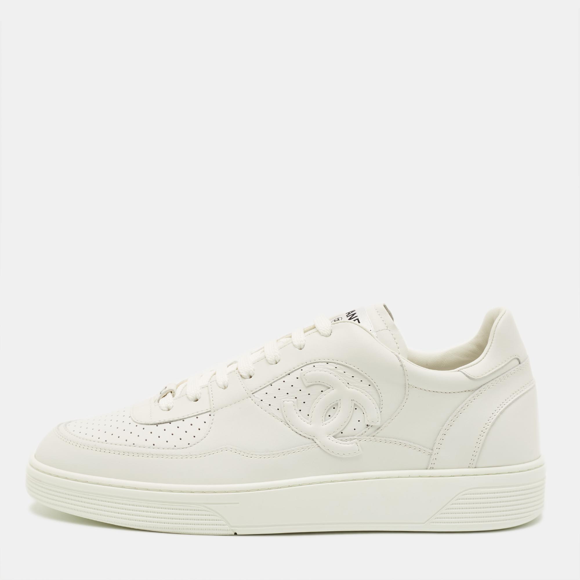 

Chanel Size  White Perforated Leather Lace Up Sneakers