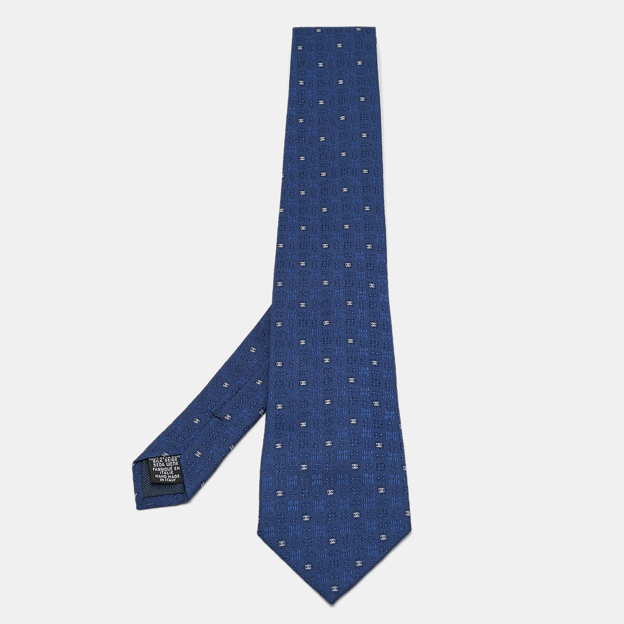 

Chanel Blue CC Jacquard Silk Tie