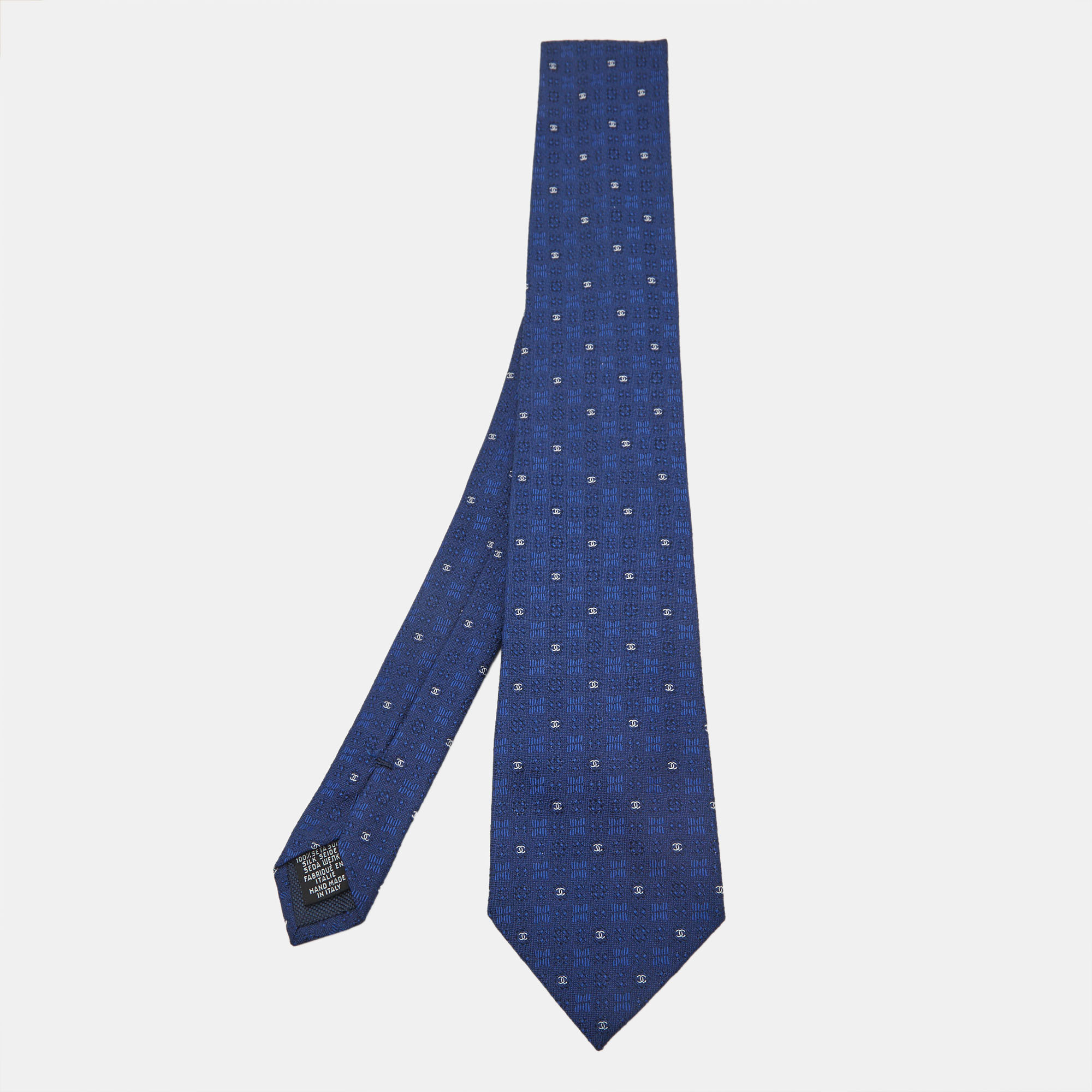 

Chanel Blue CC Jacquard Silk Tie