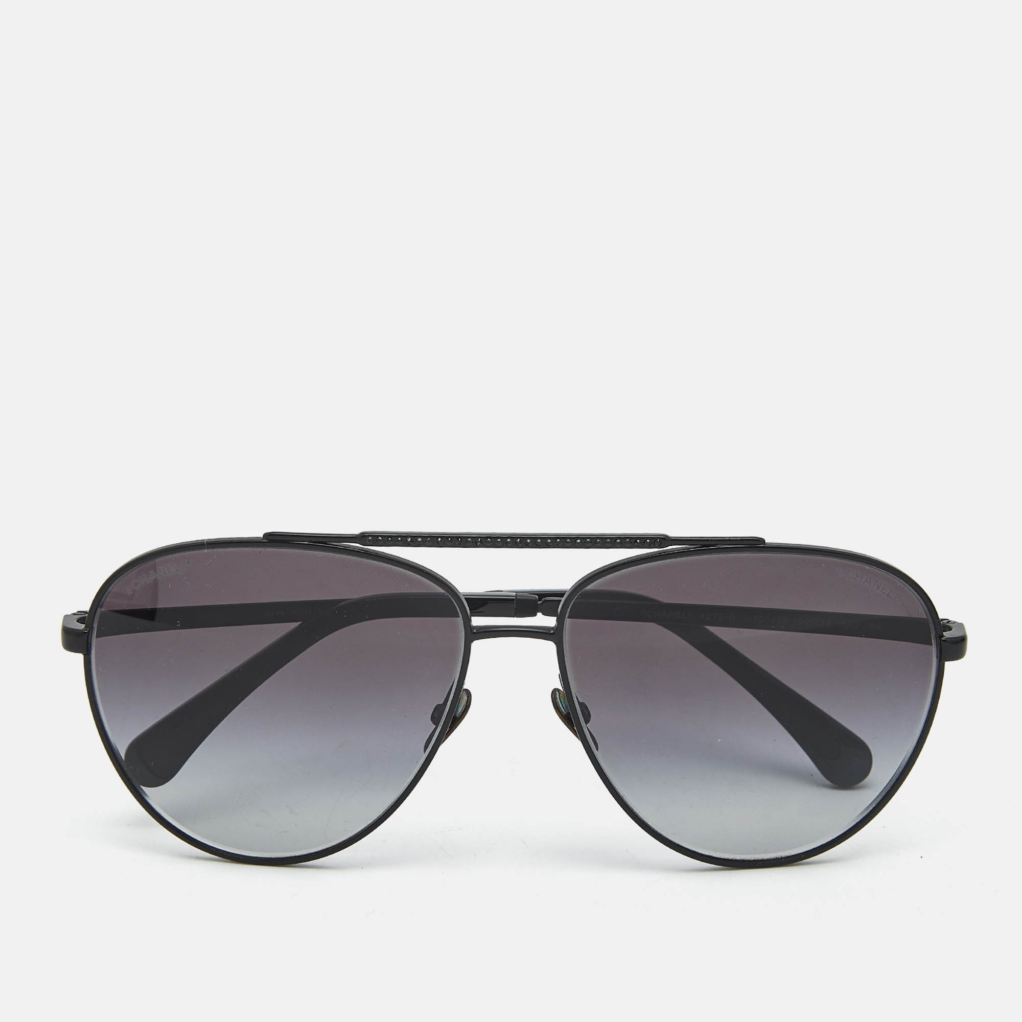 

Chanel Matte Black Gradient 4279-B Crystals Aviator Sunglasses