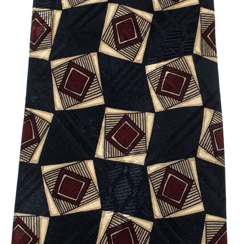 

Chanel Vintage Navy Blue Geometric Print Silk Jacquard Tie