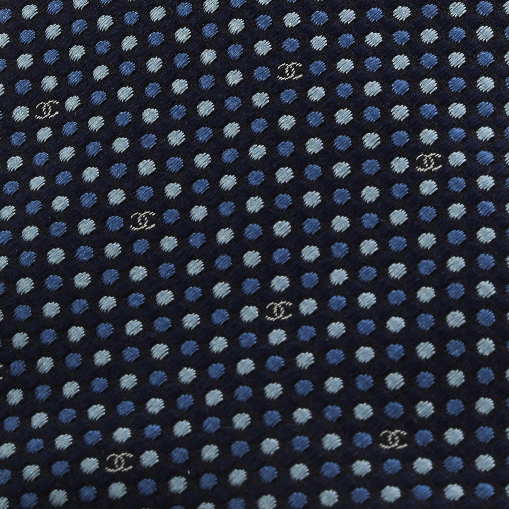 

Chanel Blue Dotted Silk CC Tie