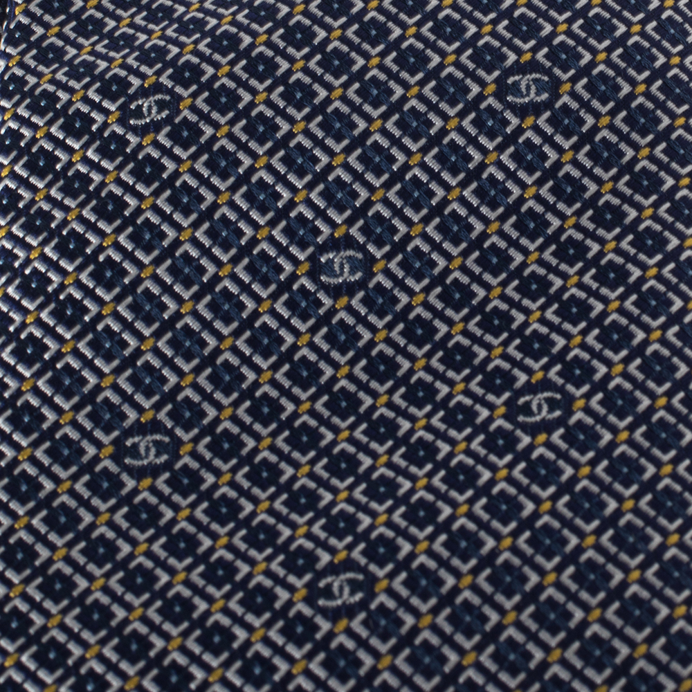 

Chanel Navy Blue Geometric Jacquard Silk Tie