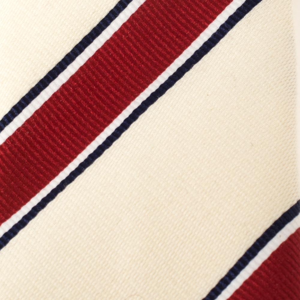 

Chanel Cream & Red Diagonal Striped Silk Skinny Tie