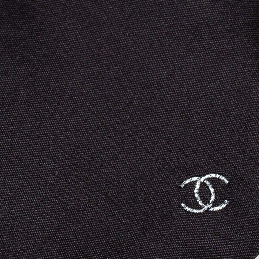 

Chanel Black Logo Detail Skinny Silk Tie