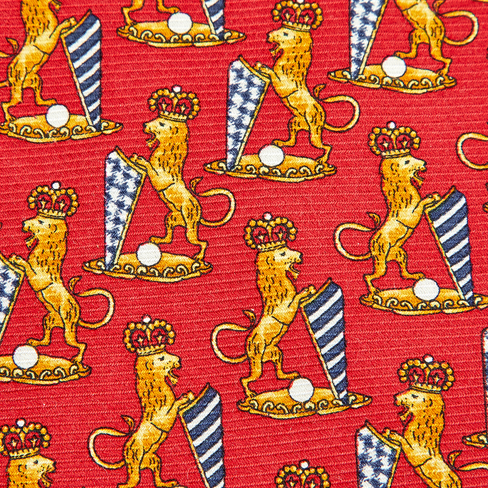 

Chanel Red Lion Printed Silk Tie