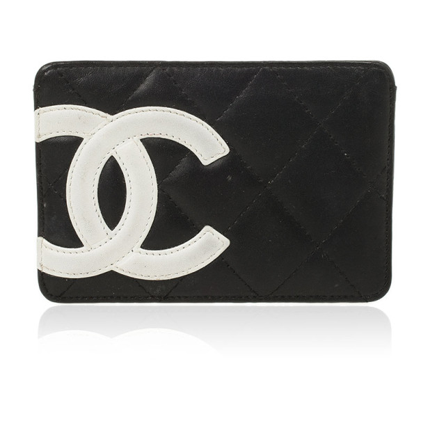 مملوكة مسبقًا Chanel Black Lambskin Cambon Quilted Leather Card Holder