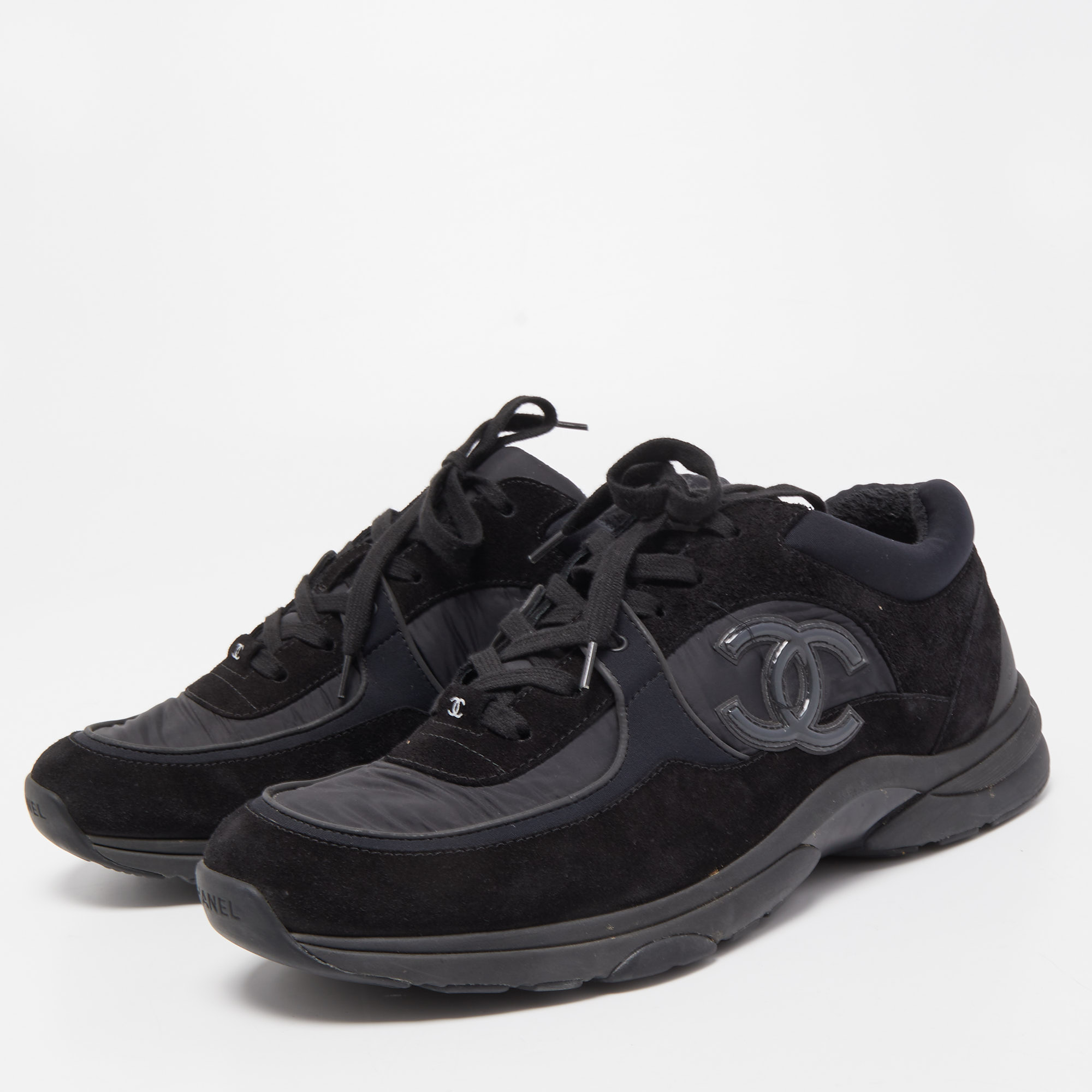 

Chanel Black Suede and Nylon CC Sneakers Size