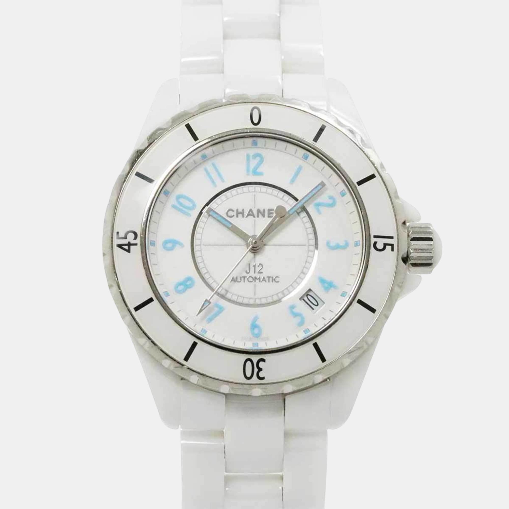 

Chanel White Stainless Steel Ceramic J12 H3827 Automatic Men's Wristwatch 39 mm