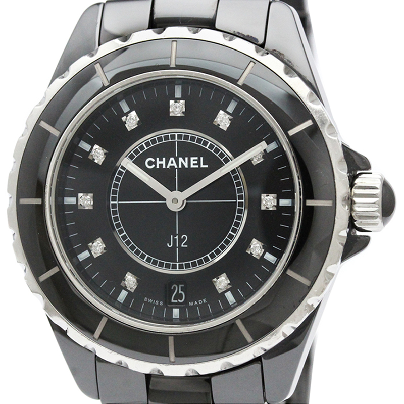 

Chanel Black Ceramic Diamond J12 H2124 Men's Wristwatch