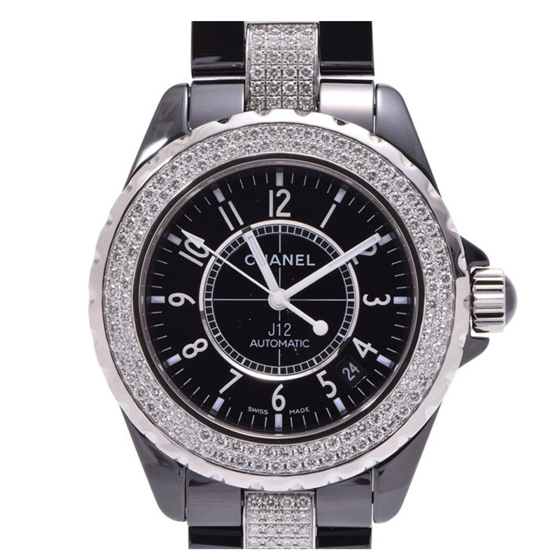 Pre-owned Chanel Black Diamond Ceramic H1339 J12 Automatic Men's Wristwatch 39mm