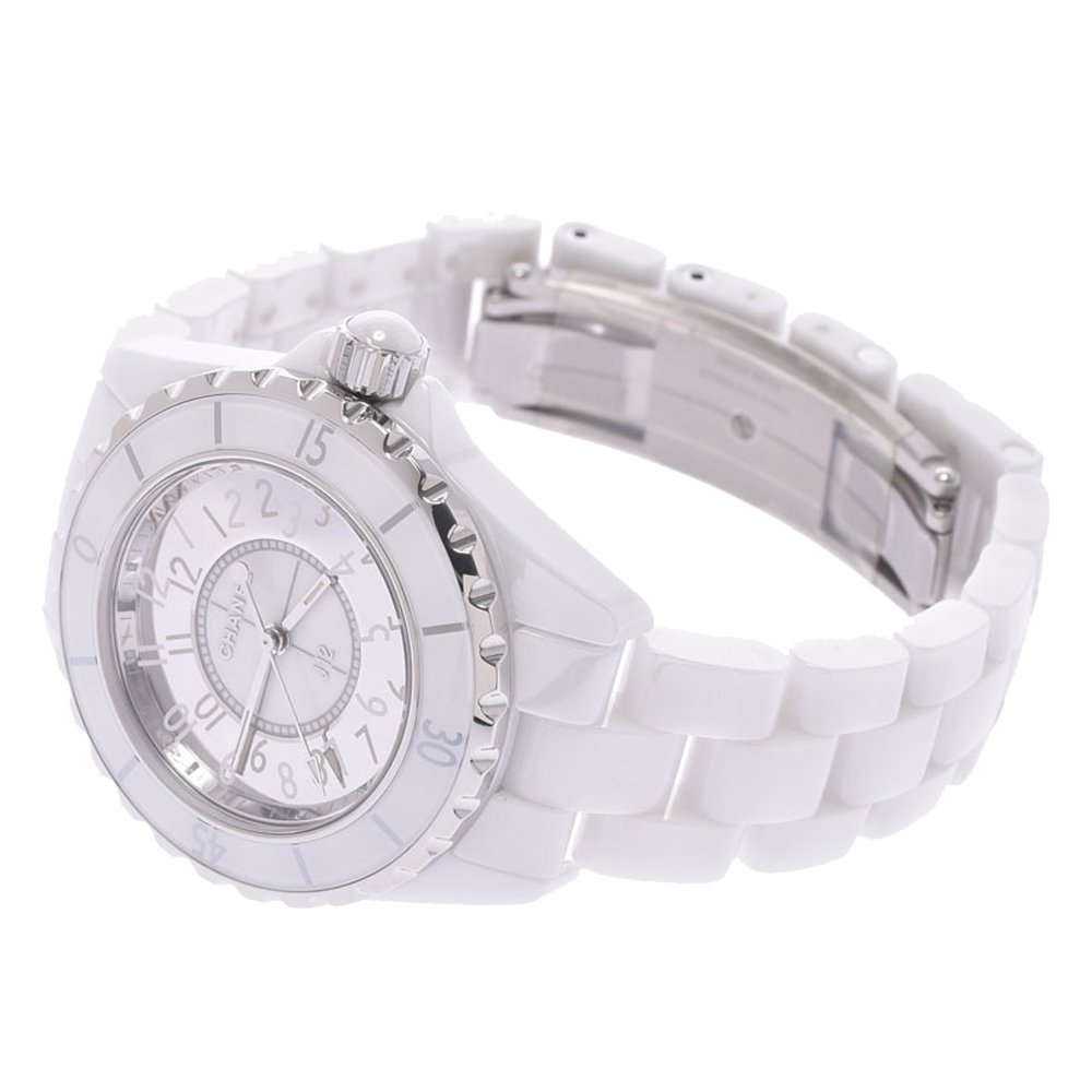 

Chanel White Ceramic And Stainless Steel J12 H4861 Quartz Men's Wristwatch 33 MM