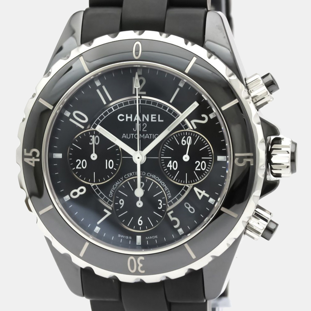 

Chanel Black Ceramic J12 Chronograph Automatic H0939 Men's Wristwatch 42 MM