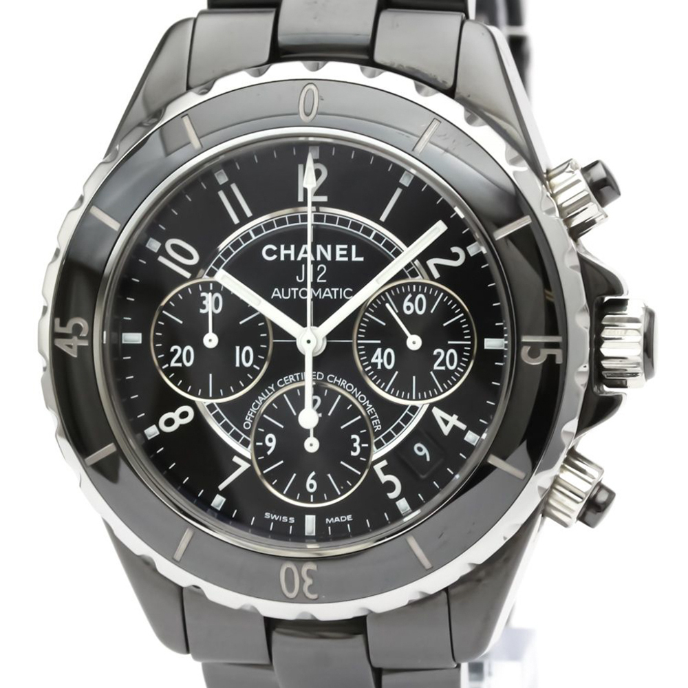 

Chanel Black Ceramic And Stainless Steel J12 Chronograph H0940 Automatic Men's Wristwatch 41 mm