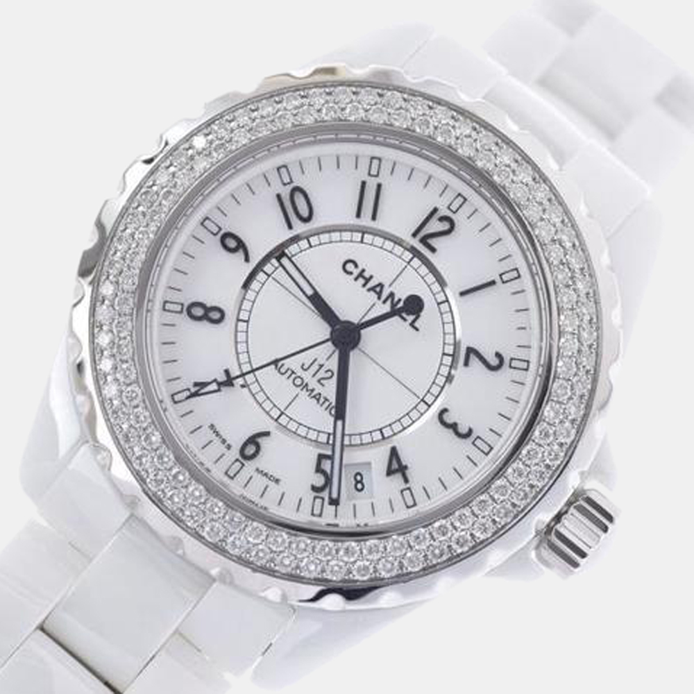 

Chanel White Diamond Ceramic J12 H0969 Automatic Men's Wristwatch 38 mm