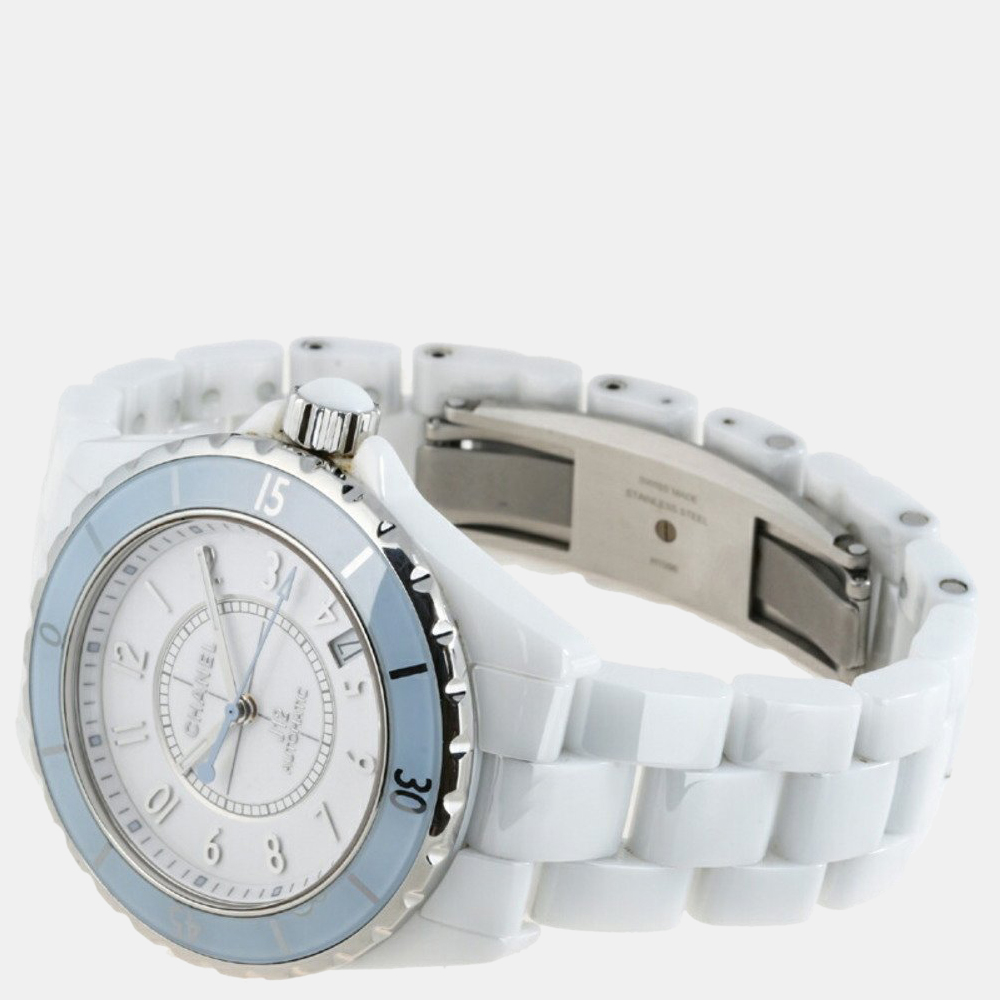 

Chanel White Stainless Steel And Ceramic J12 H4341 Automatic Men's Wristwatch 38 mm